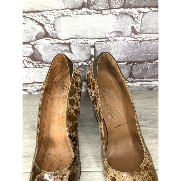 Donald J Pliner Casey Brown Leather Croc Embossed Heels Women’s Sz 7M US/37.5EU - Picture 8 of 16